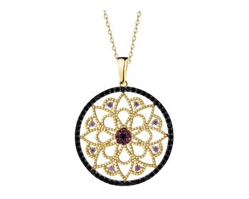 585 Yellow Gold/Black Rhodium Pendant with Cubic Zirconia