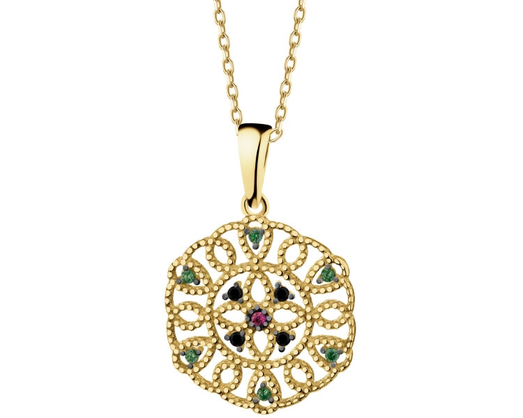 585 Yellow Gold/Black Rhodium Pendant with Cubic Zirconia