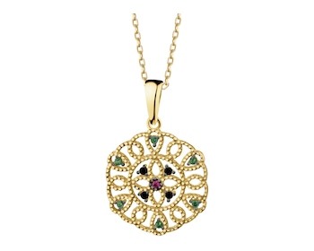 585 Yellow Gold/Black Rhodium Pendant with Cubic Zirconia