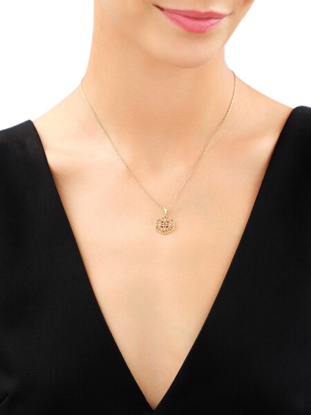 585 Yellow Gold/Black Rhodium Pendant with Cubic Zirconia