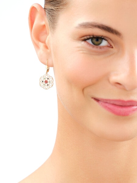 375 Yellow Gold/Black Rhodium Dangling Earring with Cubic Zirconia