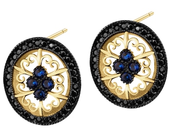 333 Yellow Gold/Black Rhodium Earrings with Cubic Zirconia