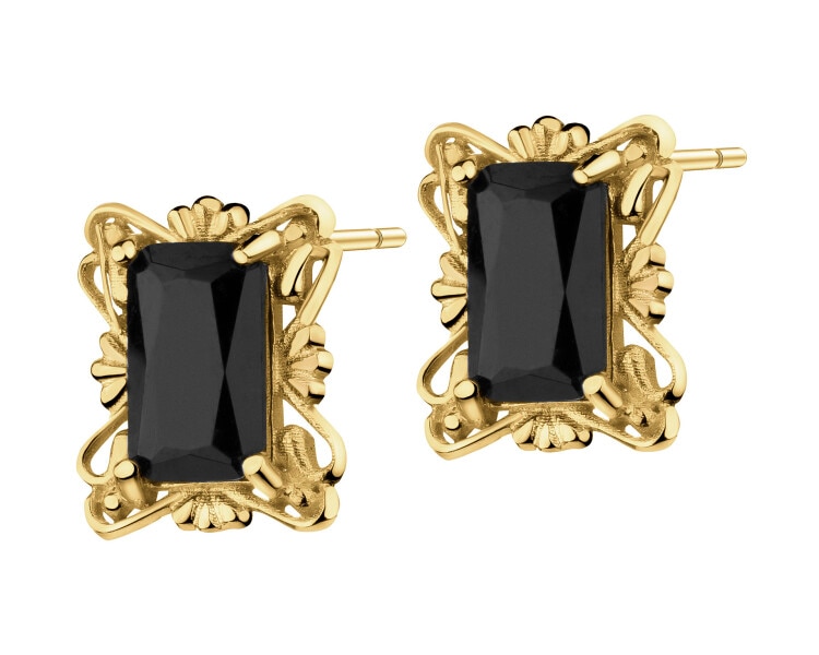 14 K Yellow Gold Earrings with Cubic Zirconia