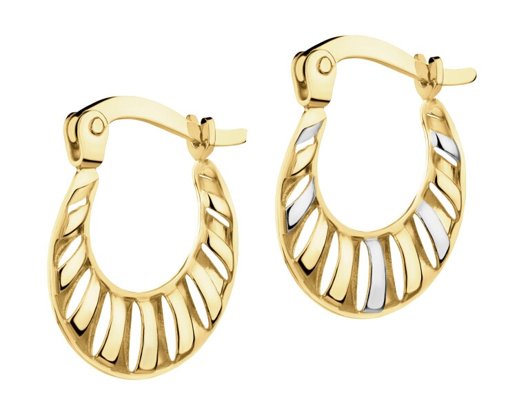 14 K Rhodium-Plated Yellow Gold Earrings 