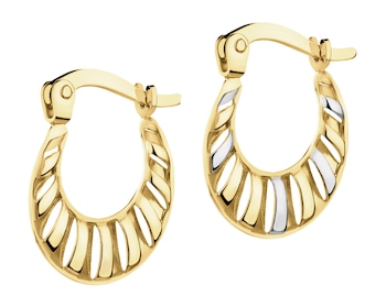 14 K Rhodium-Plated Yellow Gold Earrings 