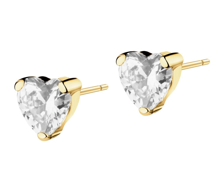 8 K Yellow Gold Earrings with Cubic Zirconia