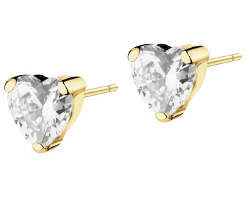 8 K Yellow Gold Earrings with Cubic Zirconia