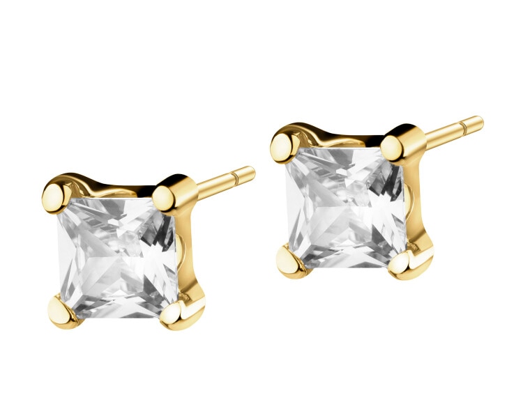 8 K Yellow Gold Earrings with Cubic Zirconia