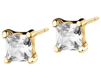 8 K Yellow Gold Earrings with Cubic Zirconia