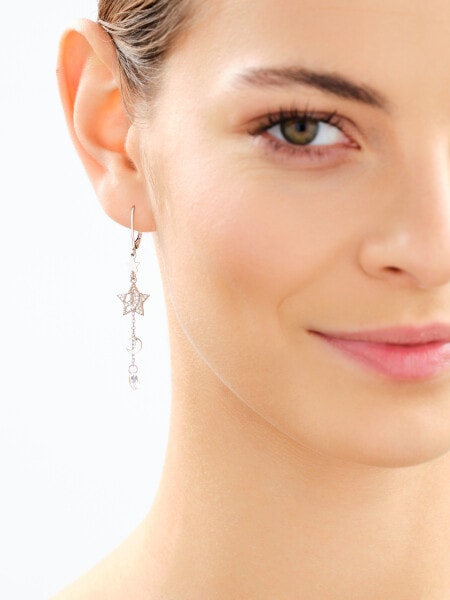 Rhodium Plated Silver Dangling Earring with Cubic Zirconia