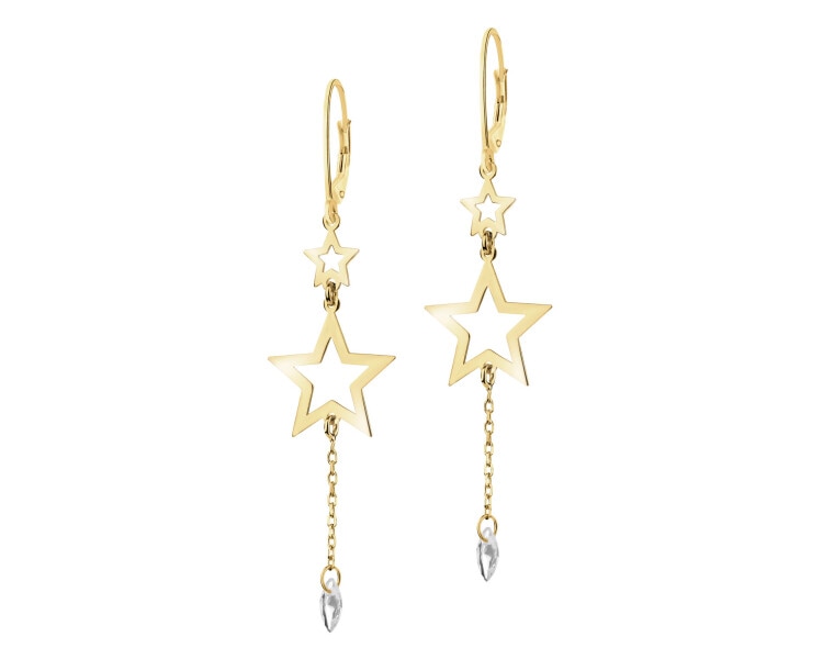 Gold-Plated Silver Dangling Earring with Cubic Zirconia