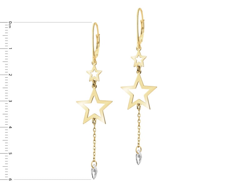 Gold-Plated Silver Dangling Earring with Cubic Zirconia
