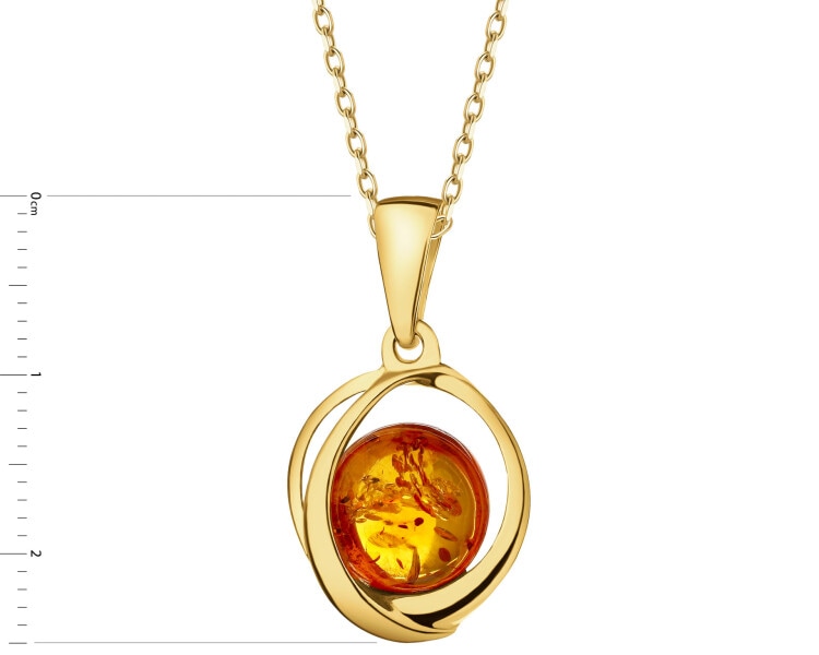 Gold-Plated Silver Pendant with Amber