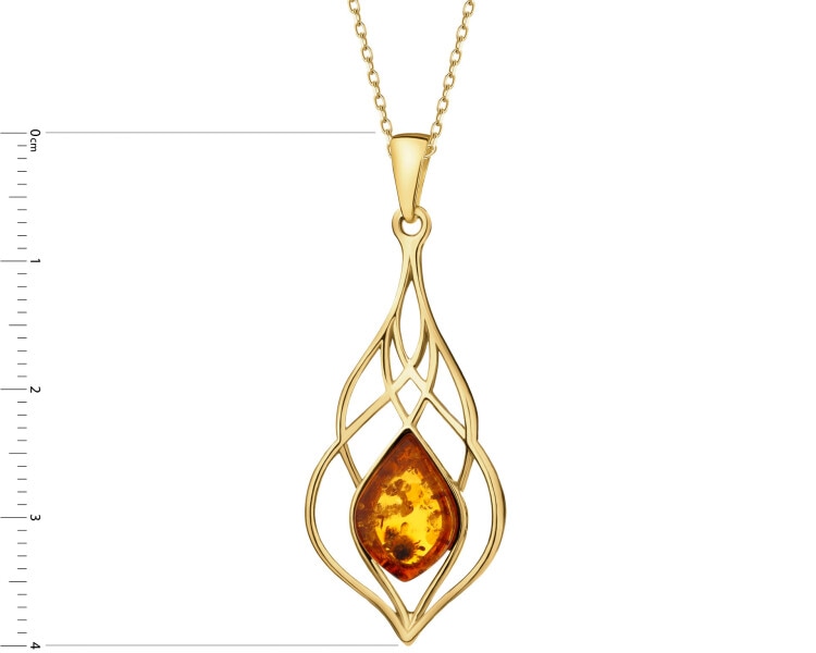 Gold-Plated Silver Pendant with Amber