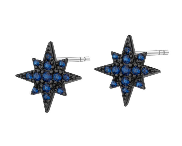 Rhodium-Plated Silver, Black Rhodium Earrings with Cubic Zirconia