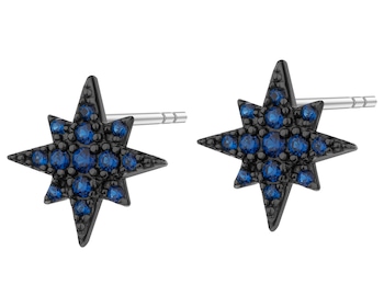 Rhodium-Plated Silver, Black Rhodium Earrings with Cubic Zirconia