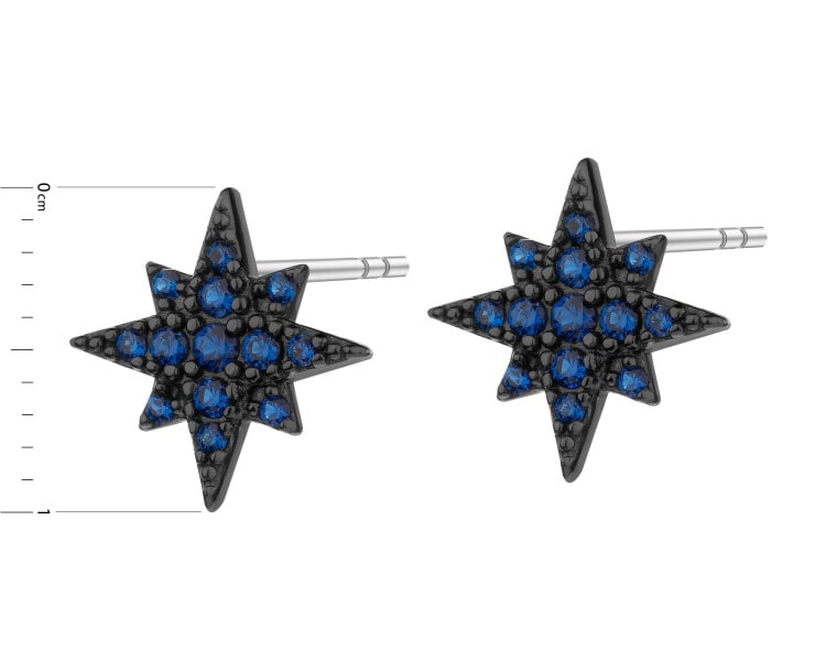 Rhodium-Plated Silver, Black Rhodium Earrings with Cubic Zirconia