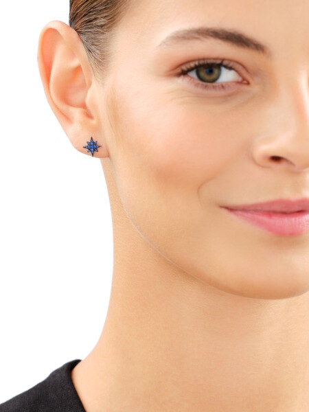 Rhodium-Plated Silver, Black Rhodium Earrings with Cubic Zirconia