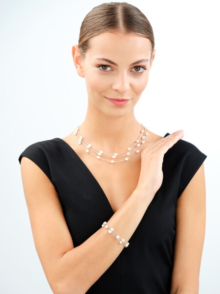 Rhodium Plated Silver Necklace with Pearl