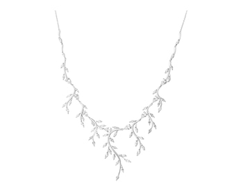 Rhodium Plated Silver Collar Necklace with Cubic Zirconia