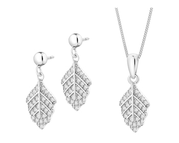 Rhodium Plated Silver Set with Cubic Zirconia