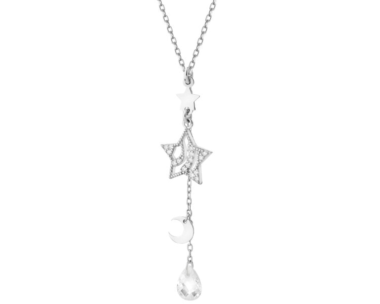 Rhodium Plated Silver Necklace with Cubic Zirconia