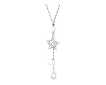 Rhodium Plated Silver Necklace with Cubic Zirconia