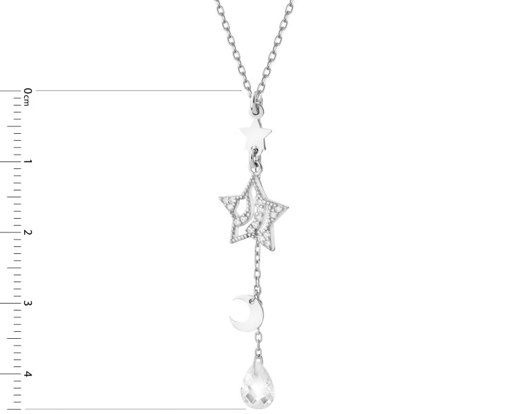 Rhodium Plated Silver Necklace with Cubic Zirconia