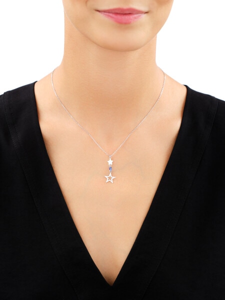 Rhodium Plated Silver Necklace with Cubic Zirconia