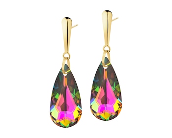 14 K Yellow Gold Dangling Earring with Synthetic Crystal