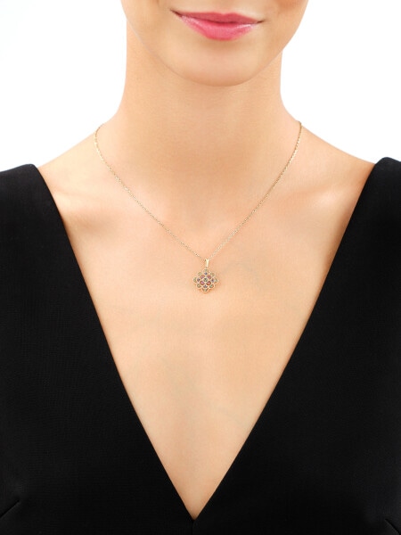 585 Yellow Gold/Black Rhodium Pendant with Cubic Zirconia