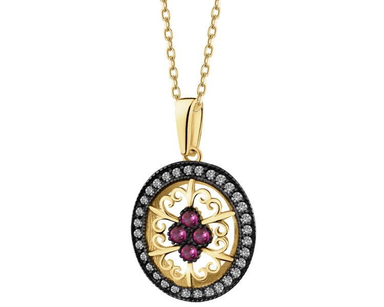 333 Yellow Gold/Black Rhodium Pendant with Cubic Zirconia