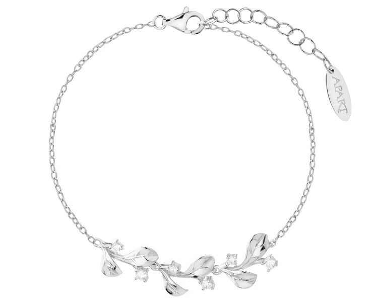 Rhodium Plated Silver Bracelet with Cubic Zirconia