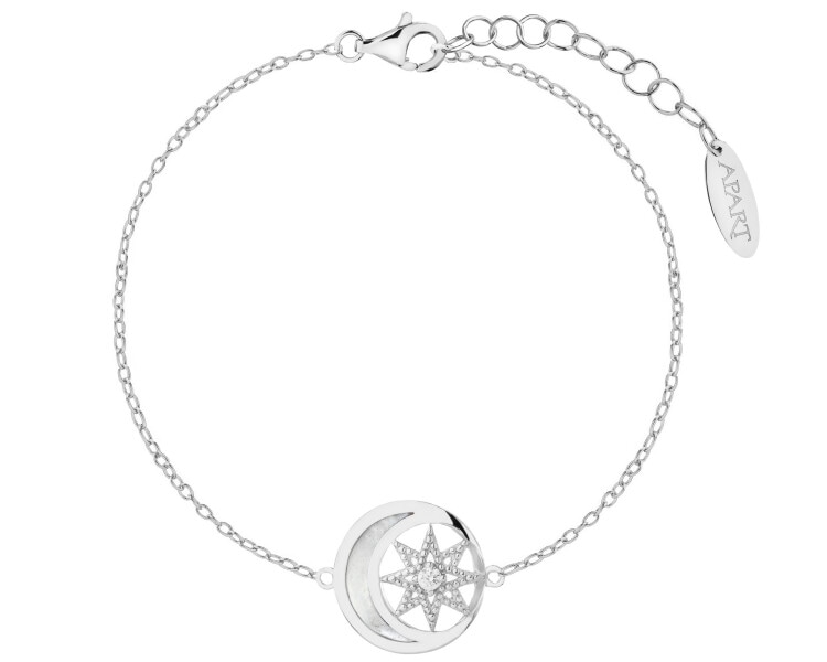 Rhodium Plated Silver Bracelet with Cubic Zirconia