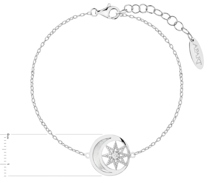 Rhodium Plated Silver Bracelet with Cubic Zirconia