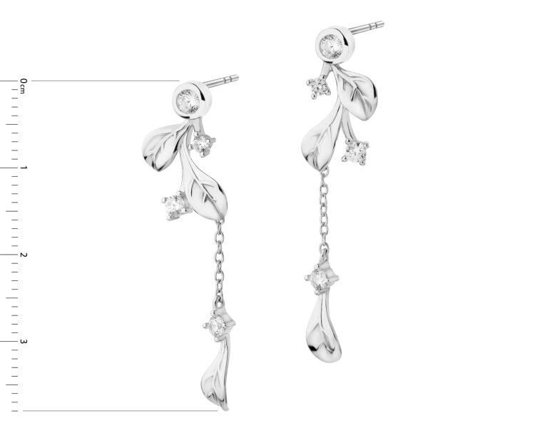 Rhodium Plated Silver Dangling Earring with Cubic Zirconia