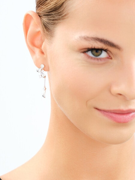 Rhodium Plated Silver Dangling Earring with Cubic Zirconia