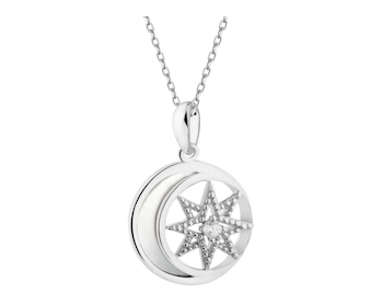 Rhodium Plated Silver Pendant with Cubic Zirconia