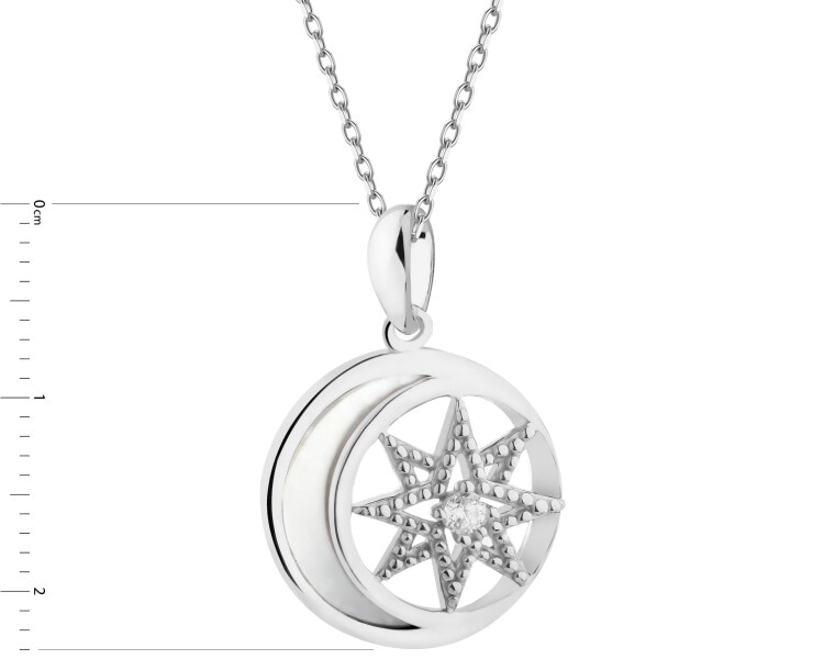 Rhodium Plated Silver Pendant with Cubic Zirconia