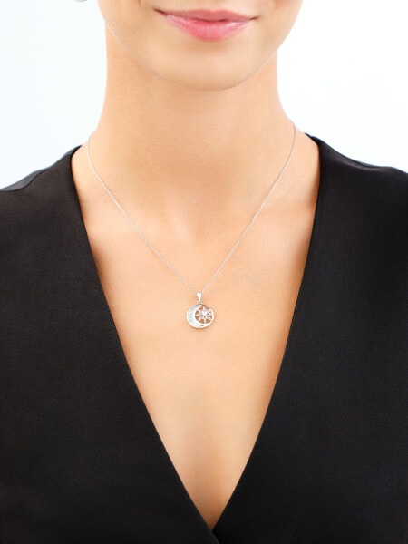 Rhodium Plated Silver Pendant with Cubic Zirconia