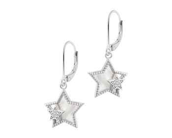 Rhodium Plated Silver Dangling Earring with Cubic Zirconia