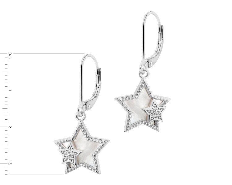 Rhodium Plated Silver Dangling Earring with Cubic Zirconia