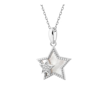 Rhodium Plated Silver Pendant with Cubic Zirconia