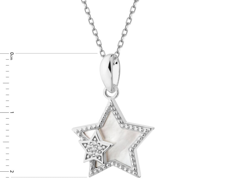 Rhodium Plated Silver Pendant with Cubic Zirconia