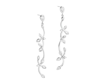 Rhodium Plated Silver Dangling Earring with Cubic Zirconia