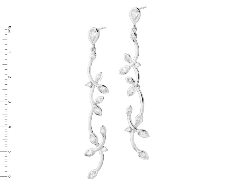 Rhodium Plated Silver Dangling Earring with Cubic Zirconia