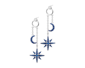 Rhodium Plated Silver Dangling Earring with Cubic Zirconia