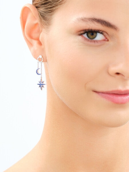 Rhodium Plated Silver Dangling Earring with Cubic Zirconia