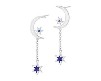 Rhodium Plated Silver Dangling Earring with Cubic Zirconia