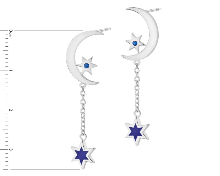 Rhodium Plated Silver Dangling Earring with Cubic Zirconia